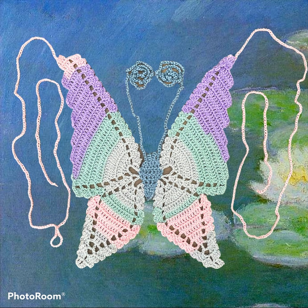 Handmade by me pastel butterfly crochet fairy top